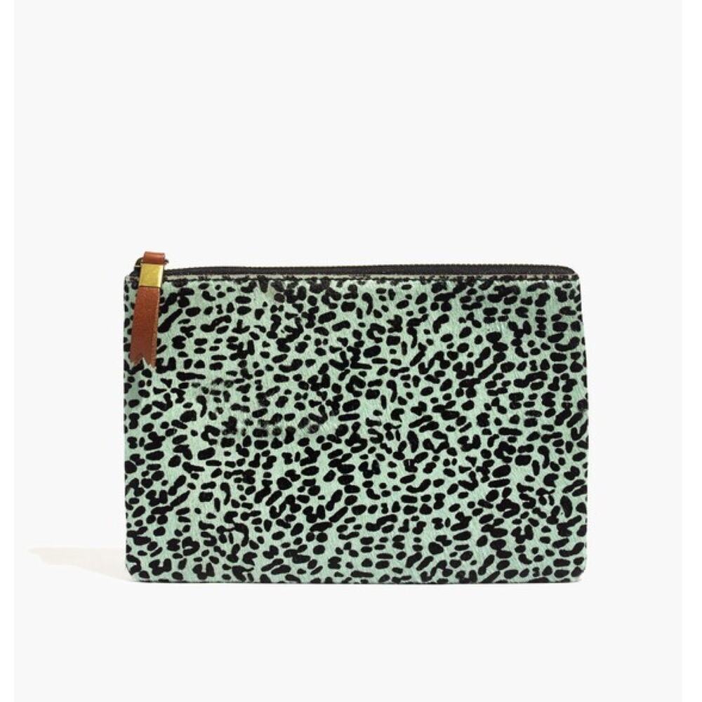 New Madewell Printed calf Hair Pouch Wristlet in Sage
